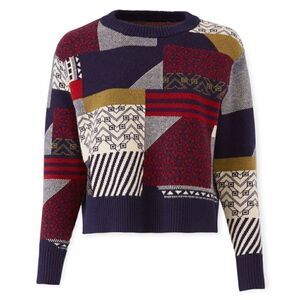 SLATE & WILLOW Navy Patchwork Sweater